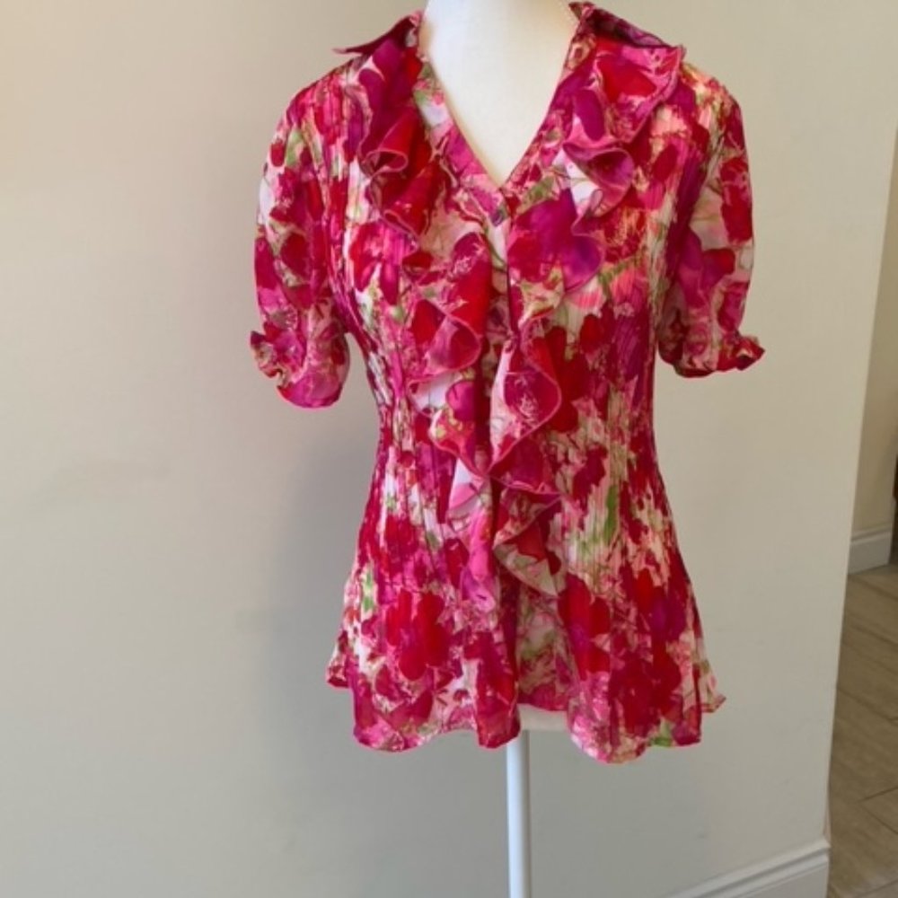 Tradition pink floral top  Size 10